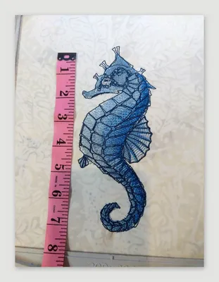 Seahorse embroidery for couch pillow